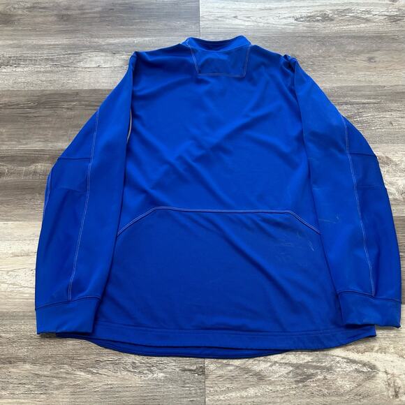 Nike Dri Fit Blue White Men Large 1/4 Zip Pullover Mini Swoosh Sporty Sweatshirt - Picture 7 of 10